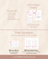 Date Night Ideas Card | Date Night Ideas Sign | Pink Bow Bridal Shower | She's Tying the Knot Bridal Shower | Date Night Card Template | B4