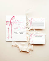 Advice and Wishes Wedding Sign | Bow Wedding Sign | Advice and Wishes for New Mr and Mrs | Pink Bow Bridal Shower | She's Tying the Knot, B4