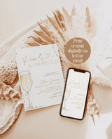 Pearls and Prosecco Bridal Shower Invitation | Brunch & Bubbly Invite | Pearl Necklace Prosecco Bridal Shower Invite | Editable Template, P1