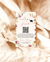 Wildflower College Fund Card | QR Code College Fund Graduation | College Fund Graduation Card | Floral Graduation Party Editable Template W1