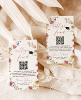 Wildflower College Fund Card | QR Code College Fund Graduation | College Fund Graduation Card | Floral Graduation Party Editable Template W1