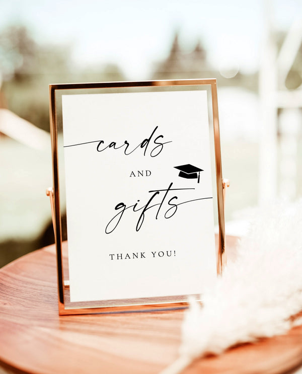 Cards and Gifts Graduation Sign | Graduation Cards & Gifts Party Sign }Modern Minimalist Graduation Table Sign | Graduation Party Decor | M9