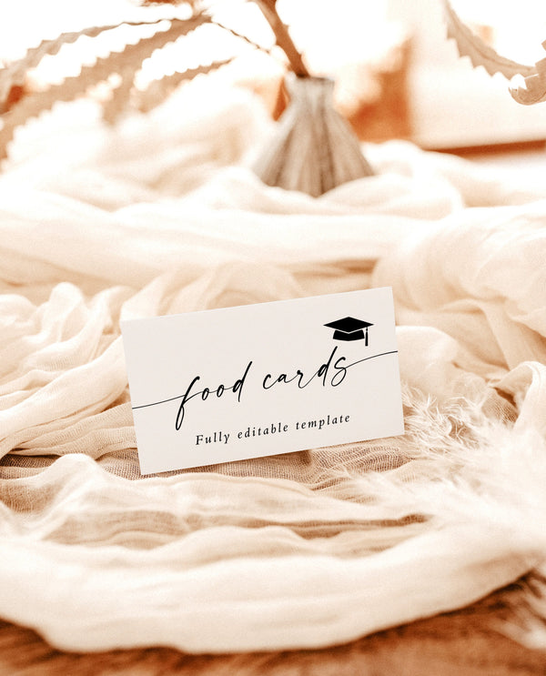 Graduation Party Food Cards | Modern Graduation Party Buffet Cards | Modern Buffet Cards | Food Labels | Editable Template | M9