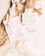 Bow Bridal Shower Invite | Pink Bow Bridal Shower | Bridal Shower Bundle | Recipe Card | Pink Ribbon, Minimalist Bridal Shower Invite | B4