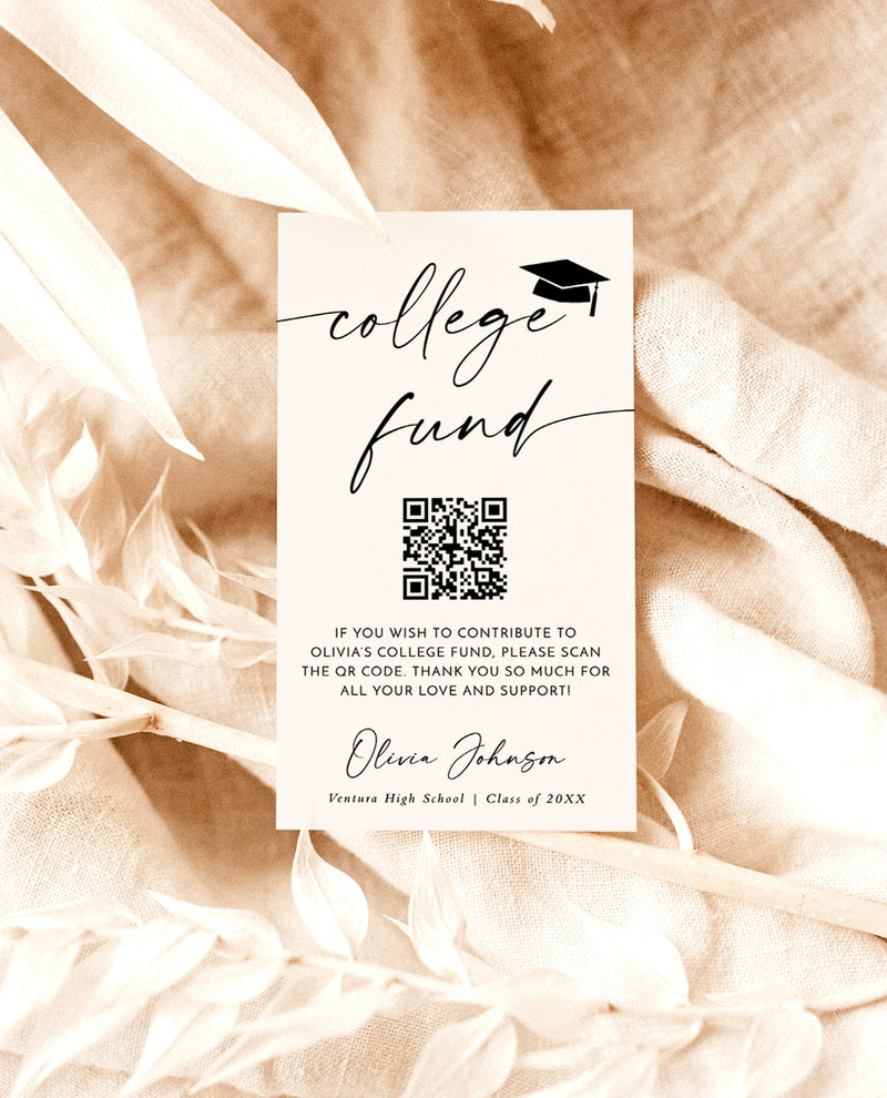 College Fund Card Template | QR Code College Fund Graduation | College Wild Bloom Design Studio College Fund Card Template | QR Code College Fund Graduation | College Wild Bloom Design Studio