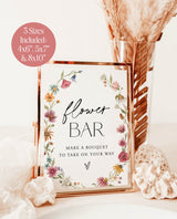 Flower Bar Sign | Wildflower Bridal Shower Sign | Boho Floral Baby Shower Sign | Make Your Own Bouquet | Bouquet Bar, Editable Template | W1