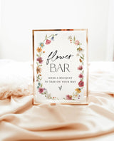 Flower Bar Sign | Wildflower Bridal Shower Sign | Boho Floral Baby Shower Sign | Make Your Own Bouquet | Bouquet Bar, Editable Template | W1