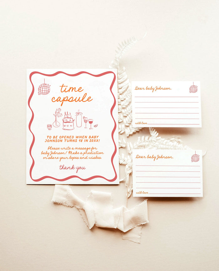 Time Capsule Sign | Hand Drawn Colorful Baby Shower | Time Capsule Cards | Modern Baby Shower | Gender Neutral Baby Shower | H1
