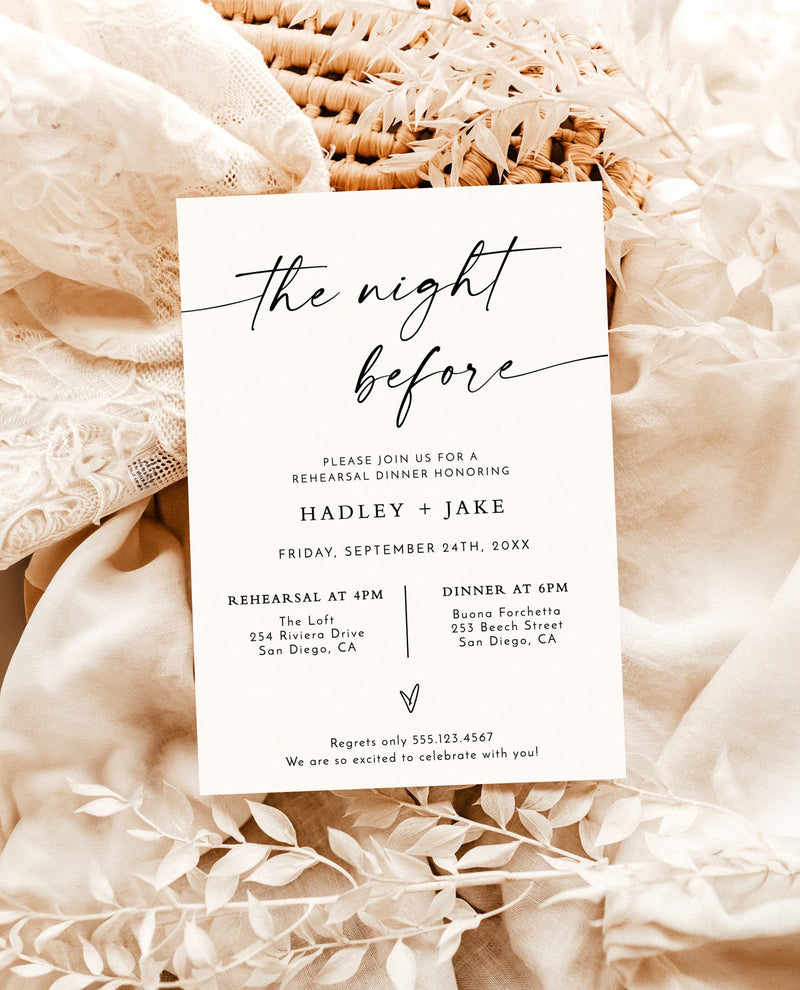 Minimalist Rehearsal Dinner Invitation, Modern Wedding Rehearsal Invite, Rehearsal Dinner Invite, Boho Rehearsal, Editable Template, M9