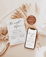 Minimalist Rehearsal Dinner Invitation, Modern Wedding Rehearsal Invite, Rehearsal Dinner Invite, Boho Rehearsal, Editable Template, M9