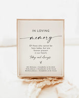 In Loving Memory Wedding Sign, Forever In Our Hearts Sign, Wedding Memorial, Memory Table Sign, Modern Minimalist, Editable Template M9