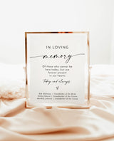 In Loving Memory Wedding Sign, Forever In Our Hearts Sign, Wedding Memorial, Memory Table Sign, Modern Minimalist, Editable Template M9