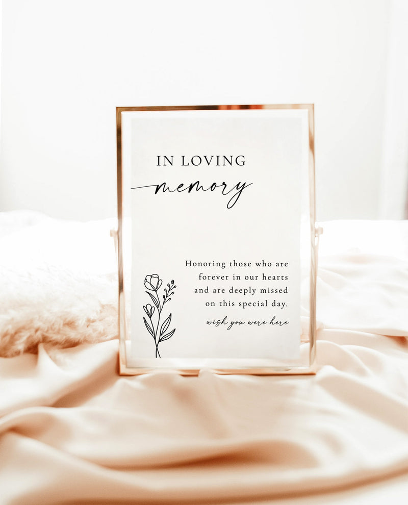 In Loving Memory Wedding Sign, Forever In Our Hearts Sign, Modern Minimalist Wedding Memorial, Memory Table Sign, Editable Template, M9