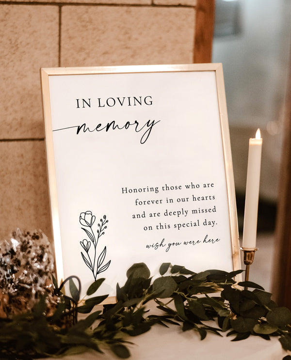 In Loving Memory Wedding Sign, Forever In Our Hearts Sign, Modern Minimalist Wedding Memorial, Memory Table Sign, Editable Template, M9