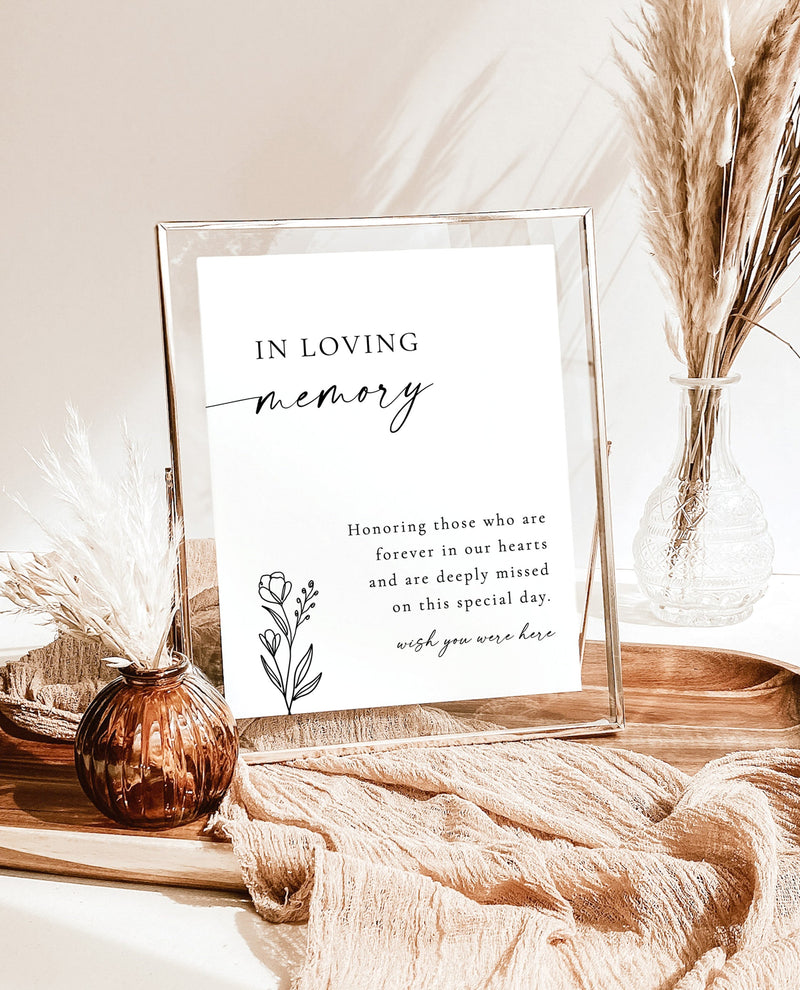 In Loving Memory Wedding Sign, Forever In Our Hearts Sign, Modern Minimalist Wedding Memorial, Memory Table Sign, Editable Template, M9