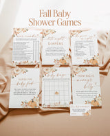 Fall Baby Shower Game Bundle, Fall Pumpkin Baby Shower Games, Boho Fall Baby Shower, Little Pumpkin Baby Shower, Editable Template, F3
