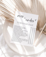 Over or Under Bridal Shower Game, Minimalist Bridal Shower, Modern Bridal Shower Game, Over or Under Trivia Game, Editable Template, M2