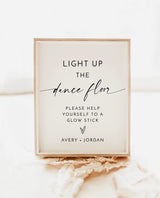 Glow Stick Sign Template, Wedding Glow Sticks Sign, Light Up the Dance Floor, Minimalist Wedding Send Off Sign, Glow Sticks Send Off, M9