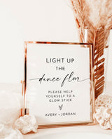 Glow Stick Sign Template, Wedding Glow Sticks Sign, Light Up the Dance Floor, Minimalist Wedding Send Off Sign, Glow Sticks Send Off, M9