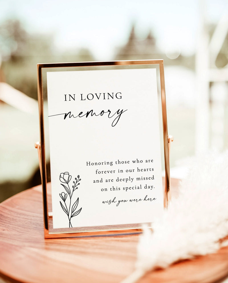 In Loving Memory Wedding Sign, Forever In Our Hearts Sign, Modern Minimalist Wedding Memorial, Memory Table Sign, Editable Template, M9