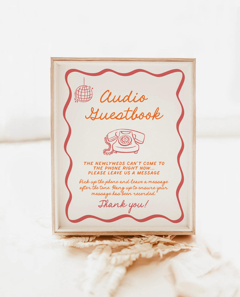 Audio Guestbook Sign, Modern Minimalist Wedding Sign, Phone Message Guest Book, Pick Up The Phone, Leave A Message, Editable Template H1