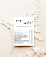 Over or Under Bridal Shower Game