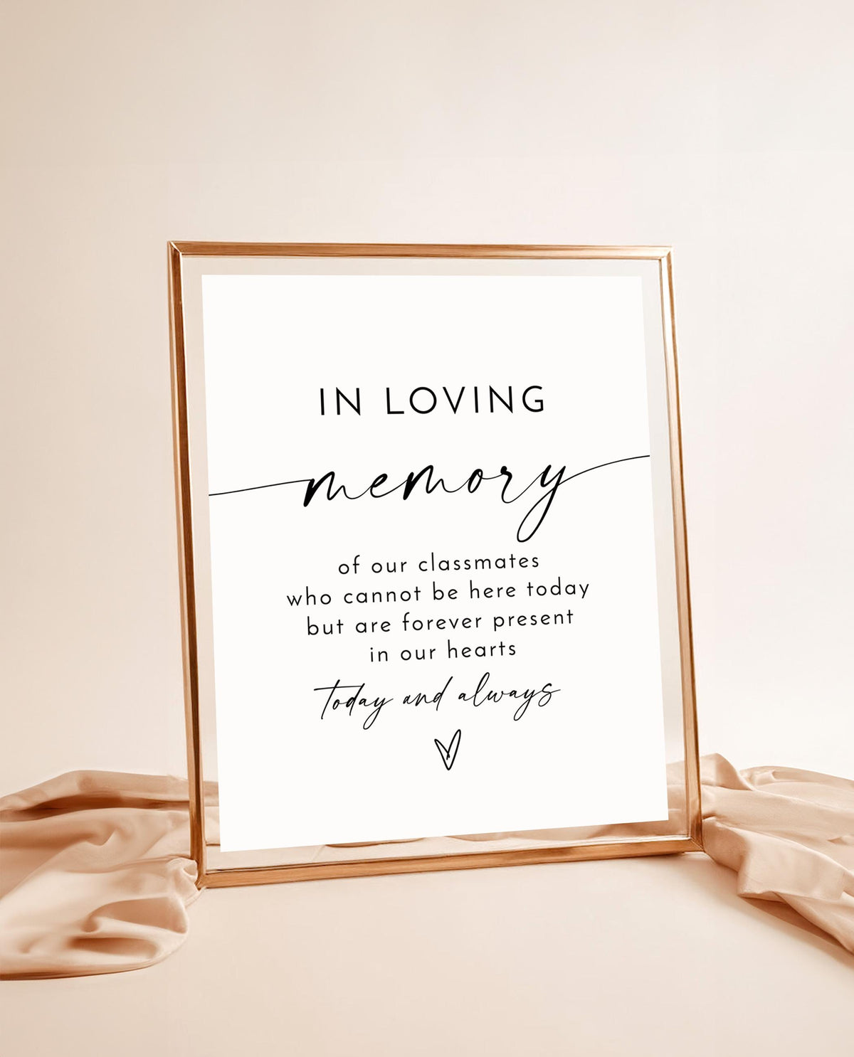 High School Reunion Memorial Sign, Class Reunion Memorial Sign, In Loving Memory Sign, Forever in Our Hearts Sign, Editable Template, M9