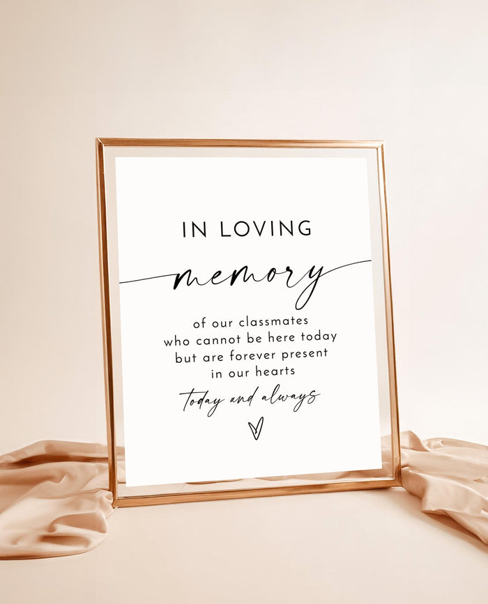 High School Reunion Memorial Sign, Class Reunion Memorial Sign, In Loving Memory Sign, Forever in Our Hearts Sign, Editable Template, M9