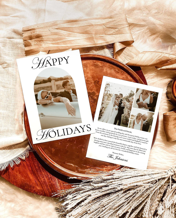 Christmas Card Template, Newspaper Christmas Card, Modern Wedding Thank You Card, Wedding Photo Thank You Card, Newspaper Holiday Card, N2