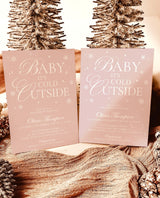 Baby It's Cold Outside Baby Shower Invitation, Winter Baby Shower Invite Template, Modern Pink Girl Baby Shower, Winter Wonderland, W2