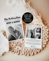 Christmas Card Template, Newspaper Christmas Card, Modern Wedding Thank You Card, Wedding Photo Thank You Card, Newspaper Holiday Card, N2