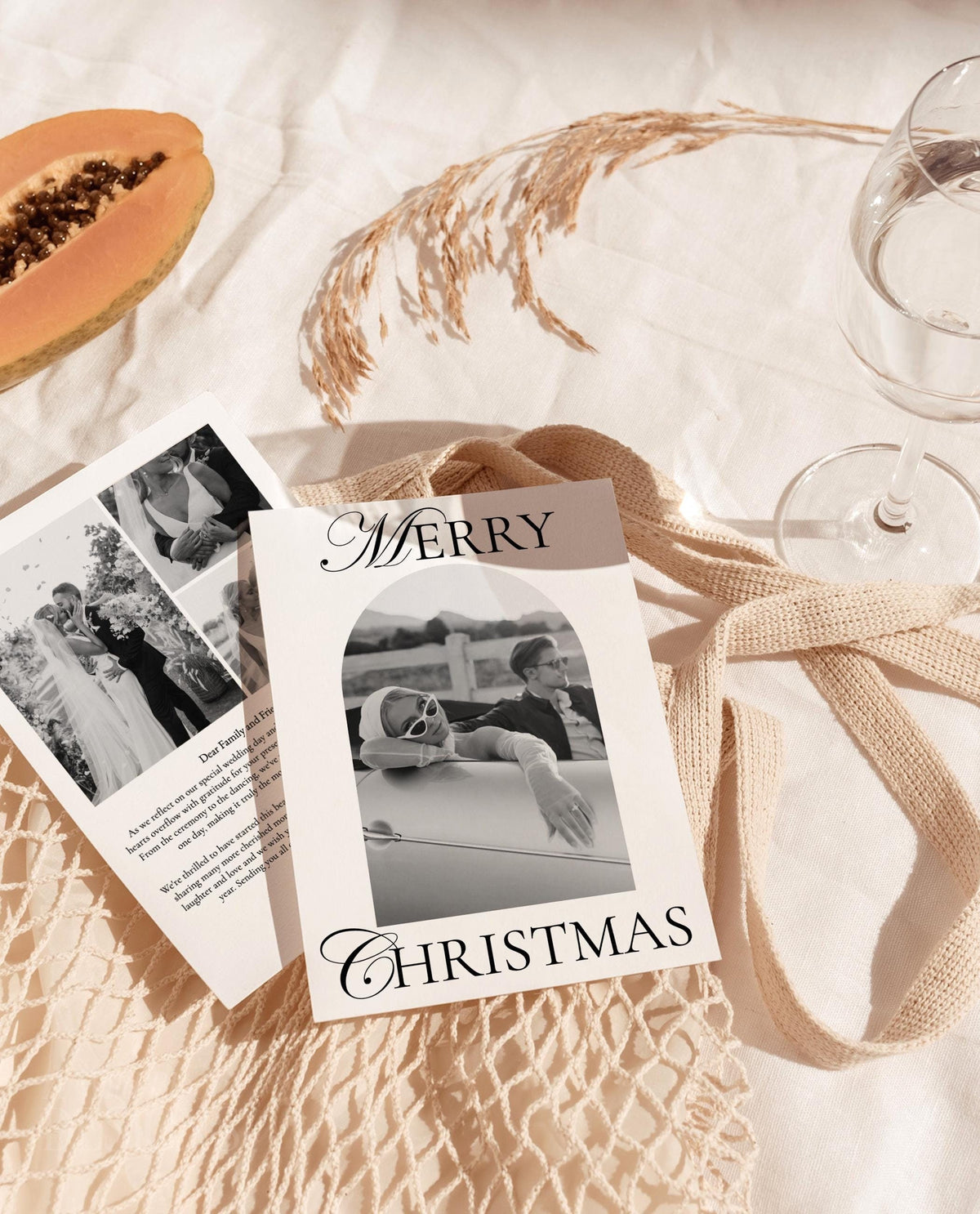 Christmas Card Template, Wedding Photo Thank You Card, Newspaper Christmas Card, Modern Wedding Thank You Card, Newspaper Holiday Card, N2