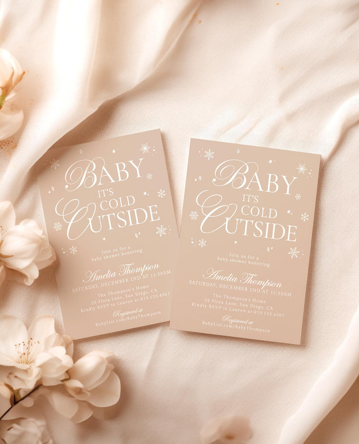 Baby It's Cold Outside Baby Shower Invitation, Winter Baby Shower Invite, Winter Wonderland Gender Neutral Baby Shower, Editable Template W2