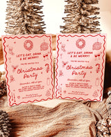 Christmas Party Invitation, Holiday Party Invite, Hand Drawn Christmas Invitation, Boho Christmas Party Invite, Editable Template, H1