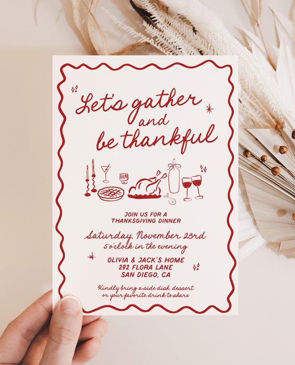 Thanksgiving Invite Template, Friendsgiving Dinner Invitation, Thanksgiving Text Message Invite, Thanksgiving Dinner, Editable Template, H1