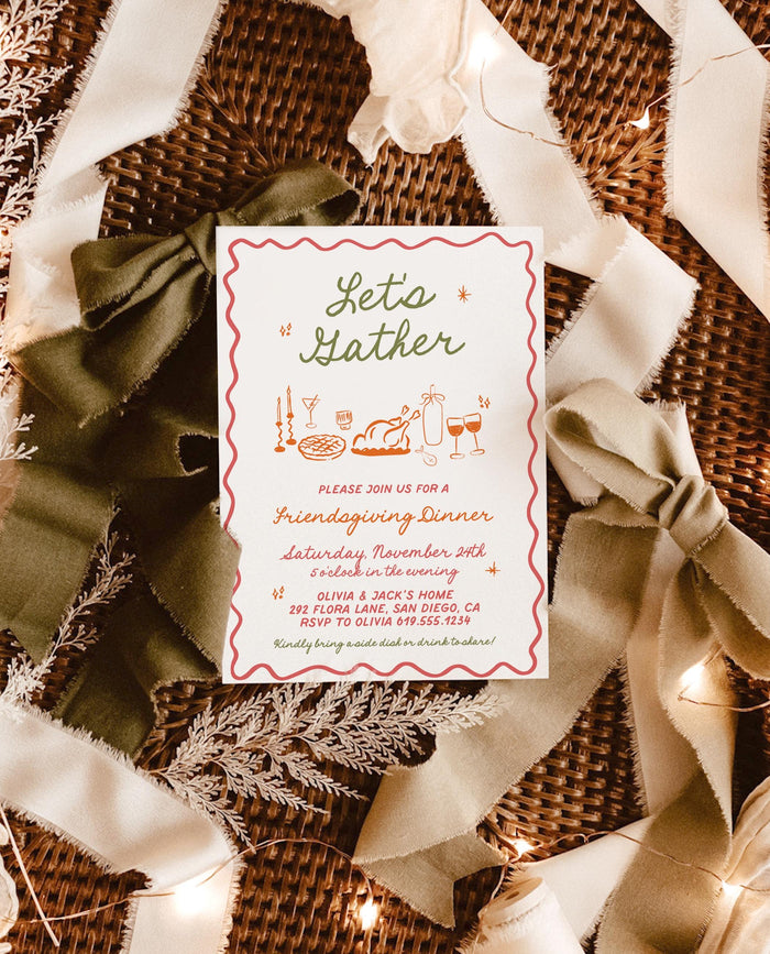 Thanksgiving Dinner Invitation, Friendsgiving Dinner Invite, Thanksgiving Text Message Invite, Let's Gather Thanksgiving Dinner Template, H1