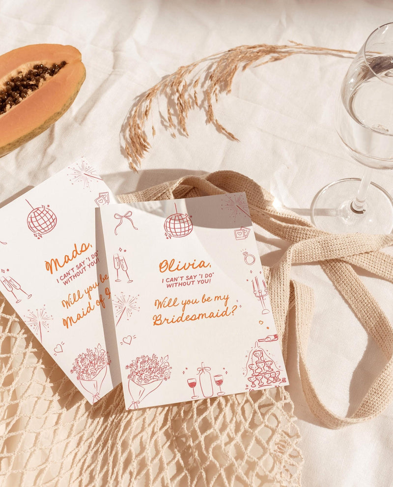 Bridesmaid Proposal Card, Hand Drawn Bridesmaid Proposal Card, Bow Bridesmaid Proposal Template, Will You Be My Bridesmaid, Whimsical, H1