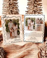Christmas Card Template, Photo Christmas Card, Wavy Holiday Card, Family Christmas Card, Bow Holiday Card, Hand Drawn Merry Christmas, H1