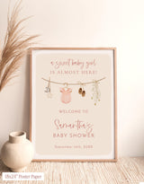 Girl Clothesline Baby Shower Welcome Sign