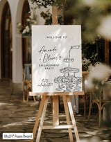 Champagne Tower Engagement Party Welcome Sign
