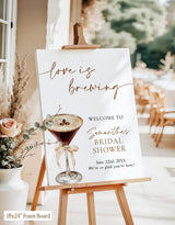 Love is Brewing Bridal Shower Welcome Sign | Espresso Martini Wedding - detail view