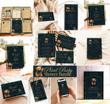 Classic Plaid Baby Shower Invite Bundle Dark Green + Blue Preppy Baby Shower Polo Teddy Bear Vintage Baby Carriage, Editable Template, P5