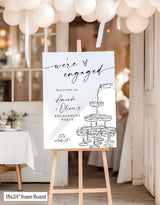 Engagement Party Welcome Sign | Minimalist Modern Champagne Tower - close-up detail