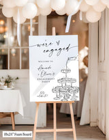 Engagement Party Welcome Sign | Minimalist Modern Champagne Tower