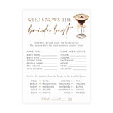 Who Knows the Bride Best Bridal Shower Game | Espresso Martini - styled photo