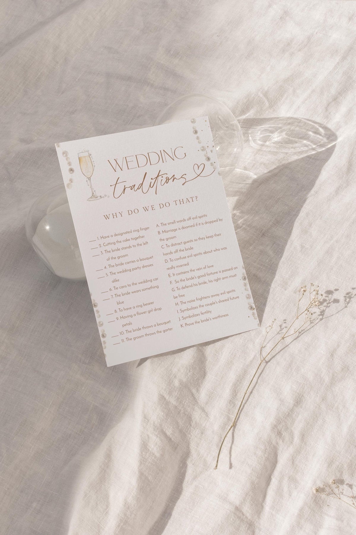 Wedding Traditions Bridal Shower Game | Pearls and Prosecco
