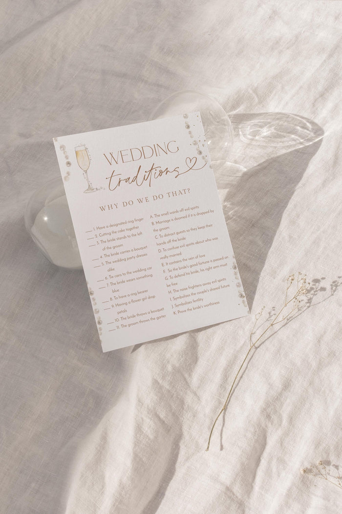 Wedding Traditions Bridal Shower Game | Pearls and Prosecco