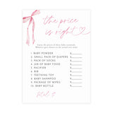 The Price is Right Game Baby Shower Game | Pink Bow - alternate view
