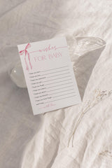 Wishes for Baby Card Baby Shower Card | Pink Bow - detail view