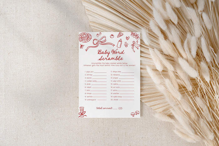 Baby Word Scramble Game Baby Shower Game | Pizza Baby Shower | Special Delivery